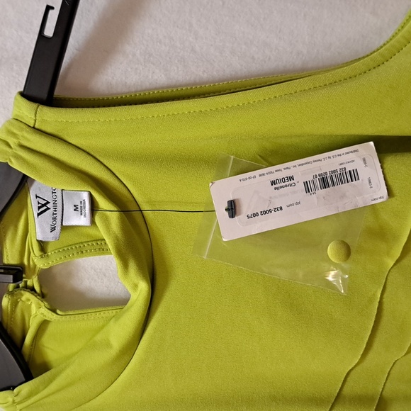 NWT Worthington Women's Sleeveless Top Sz Med Lime Green/Yellow Color - Picture 4 of 6